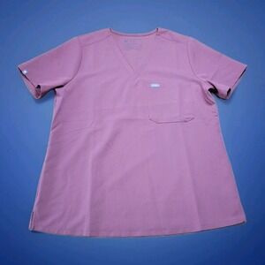 Figs Catarina One-Pocket Scrub Top Mauve Desert Rose Short Sleeve Women's Size L